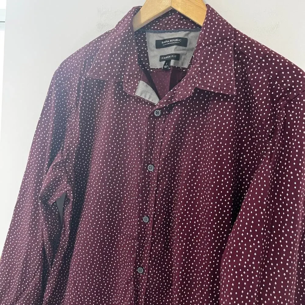 Banana Republic Men's Tree Print Button Up Camden Fit Top Size Large